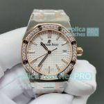 B7 Factory Swiss Clone Audemars Piguet 77350 Royal Oak Half Rose Gold Diamond Ladies Watch 